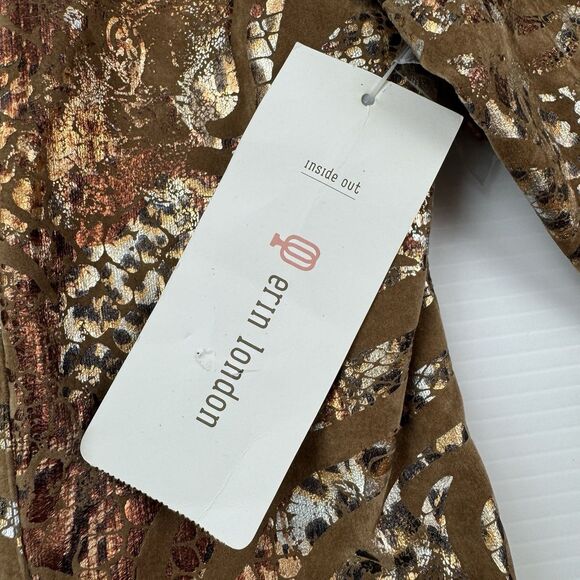 Erin London Metallic Animal Print Blazer Jacket Women’s M Brown Gold NWT - Picture 5 of 13